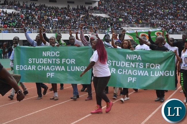 NRDC and NIPA Student flashing the PF symbol during the Launch of the PF Campaign at Heroes Stadium