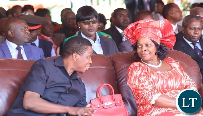 President Edgar Lungu(l) and his First Lady Esther Lungu(r) during the celebration of Africa Freedom day at State House