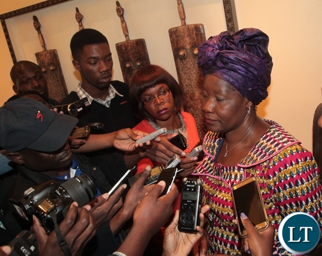FDD President Edith Nawakwi(r) having an interview with the Journalists immediately after the briefing of Aspiring Presidential Candidates,Running mates and their Agents at Intercontinental Hotel in Lusaka FDD President Edith Nawakwi(r) having an interview with the Journalists immediately after the briefing of Aspiring Presidential Candidates,Running mates and their Agents at Intercontinental Hotel in Lusaka