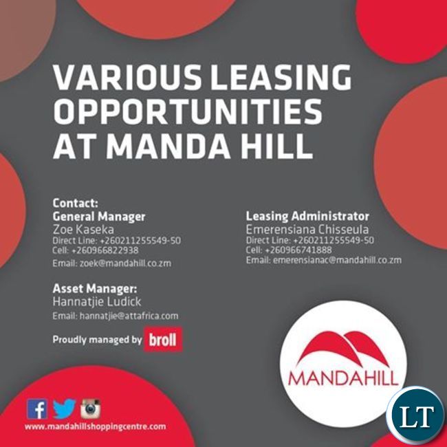 A poster advertising rental spaces at Manda Hill