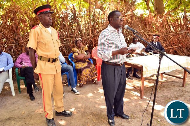 Chief Mwansabombwe speaking during the launch of a campaign against early marriages