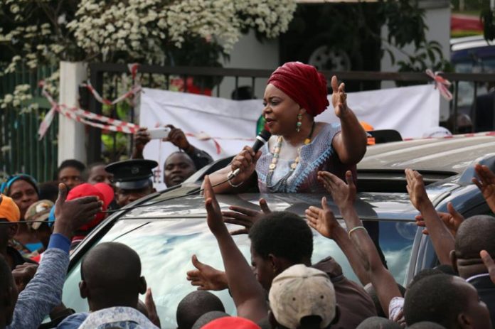 Dr Mwanawasa addresses her supporters