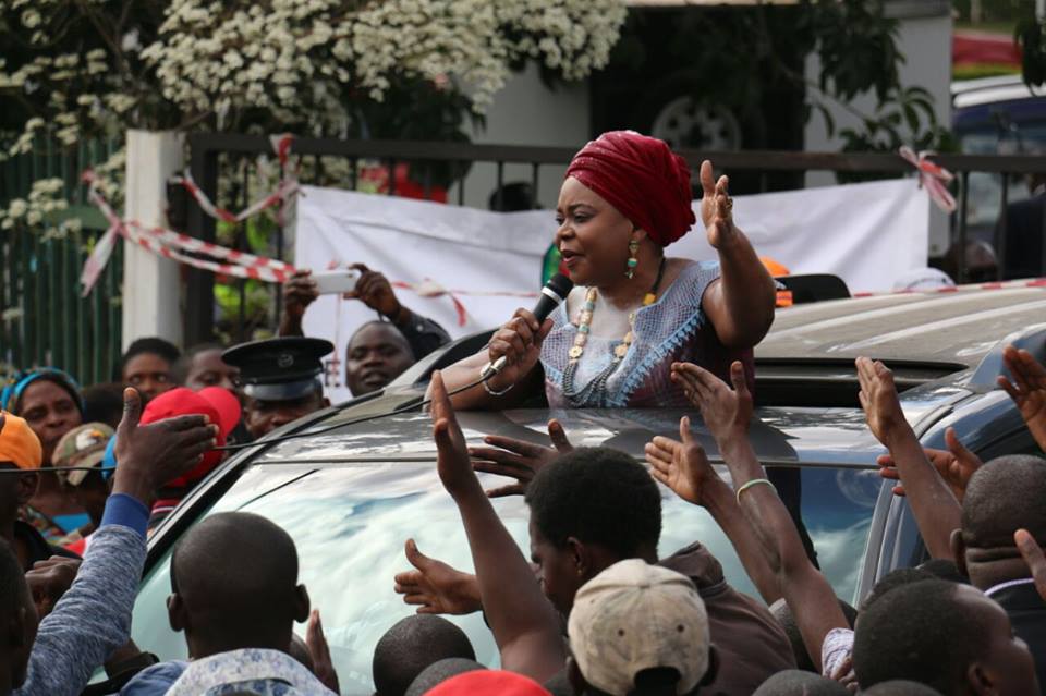 Dr Mwanawasa addresses her supporters