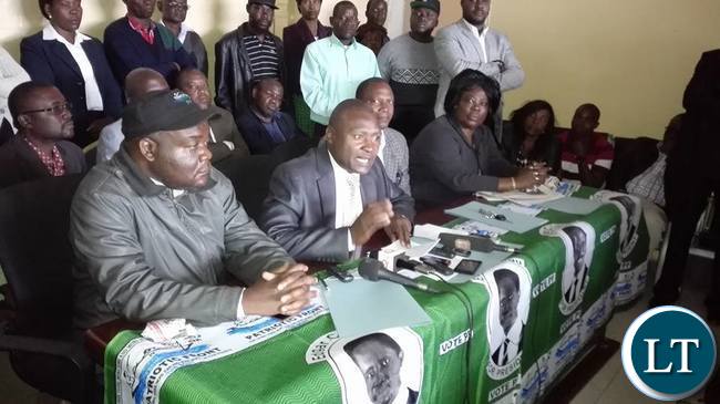 Frank Bwalya addressing the news briefing