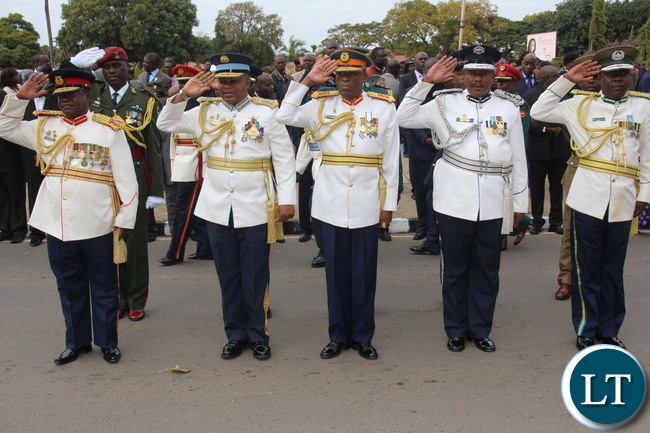 Service chiefs at the Freedom Statue