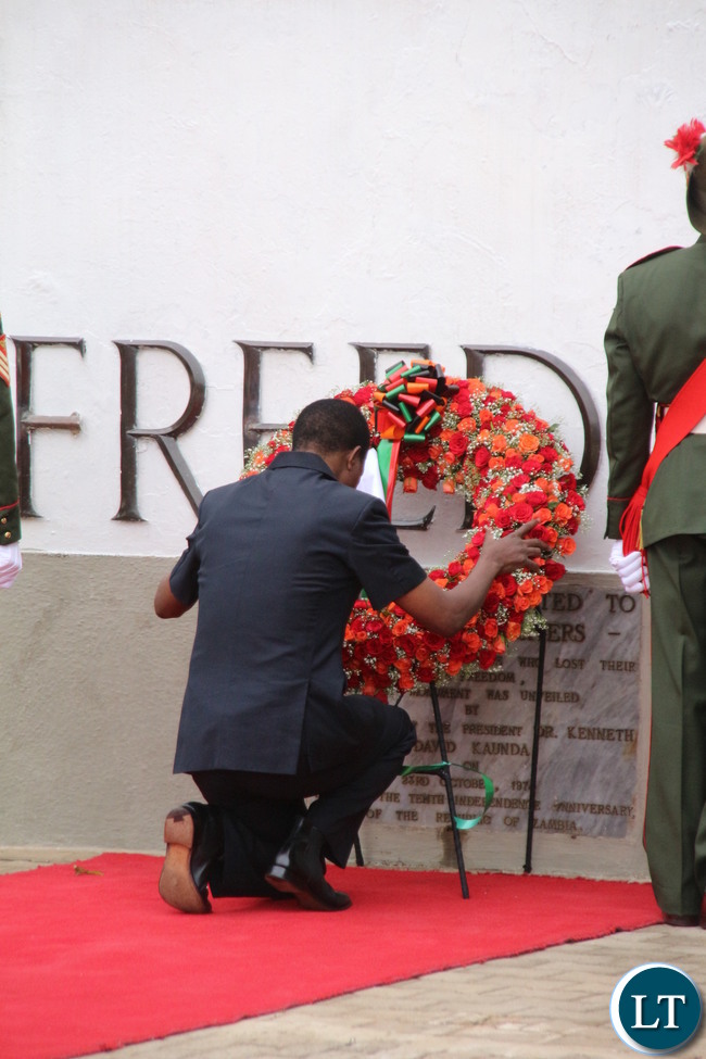 President Edgar Lungu laying wreaths