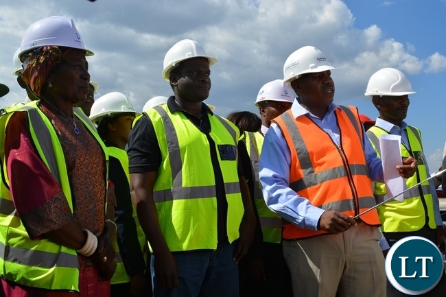 Vice President Inonge Wina inspecting the construction of Kazungula Bridge across Zambezi River