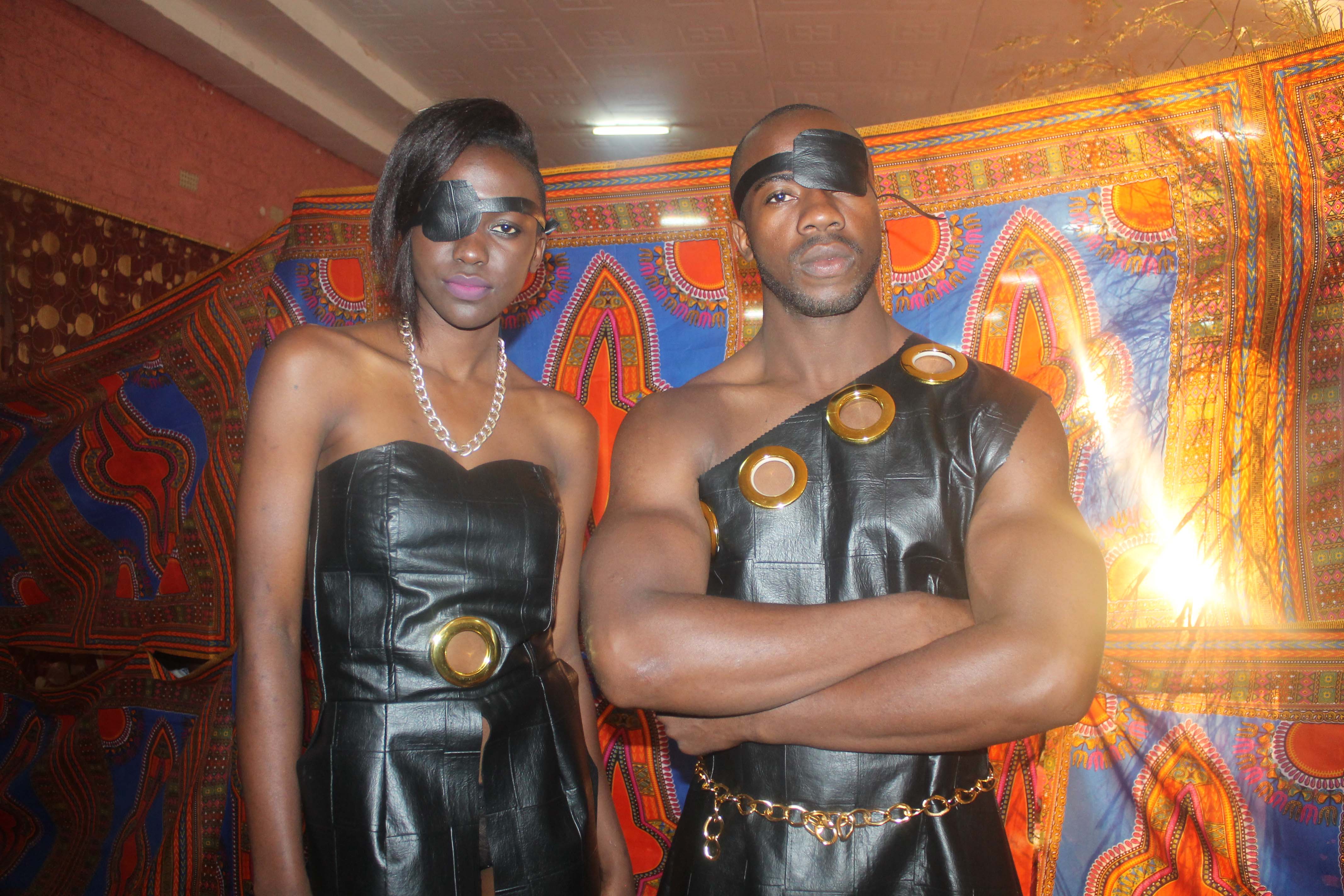 Models Nkumbu Namusamba and Seth Bwembya at the Afrikawala Fashion Show