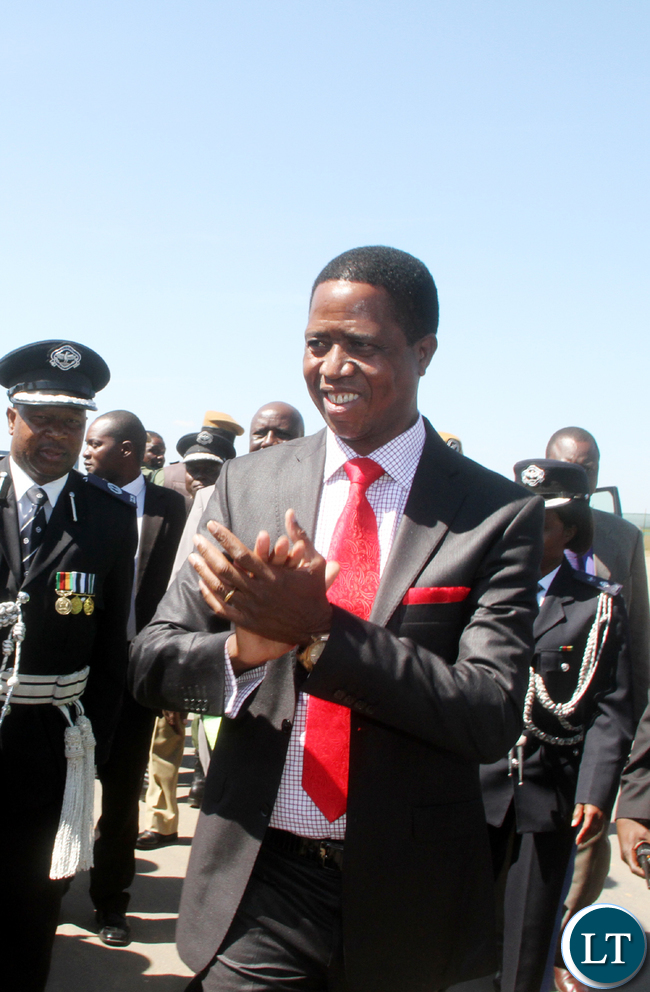 President Lungu at Kenneth Kaunda International Airport shortly before Departure for Saudi Arabia on Monday, May 16,2016 -Picture by THOMAS NSAMA