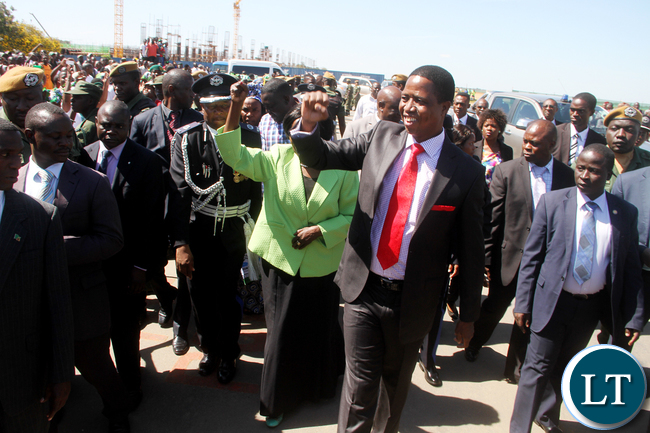 President Lungu at Kenneth Kaunda International Airport shortly before Departure for Saudi Arabia on Monday, May 16,2016 -Picture by THOMAS NSAMA
