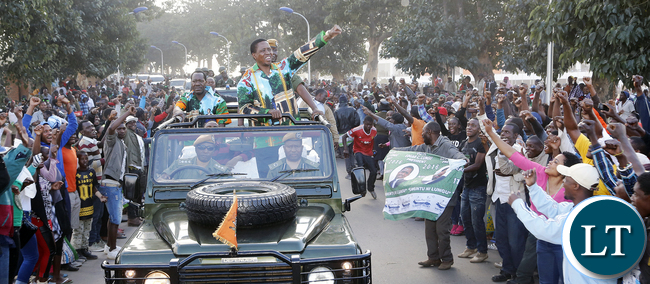 President Lungu in Lusaka Launch PF campaign leaves the Stadium