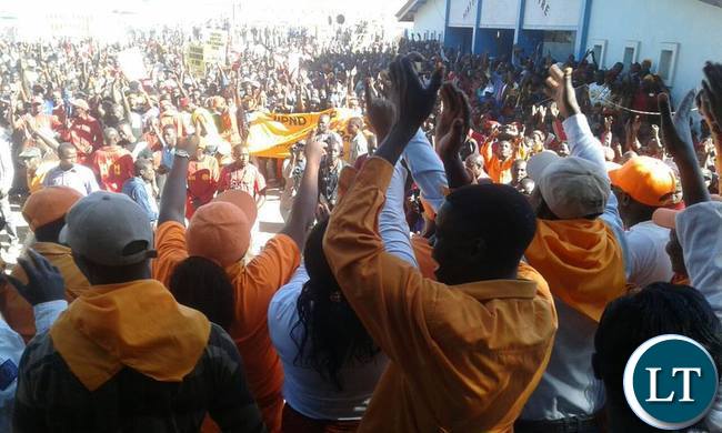 UPND and Miles Sampa supporters during the Matero rally