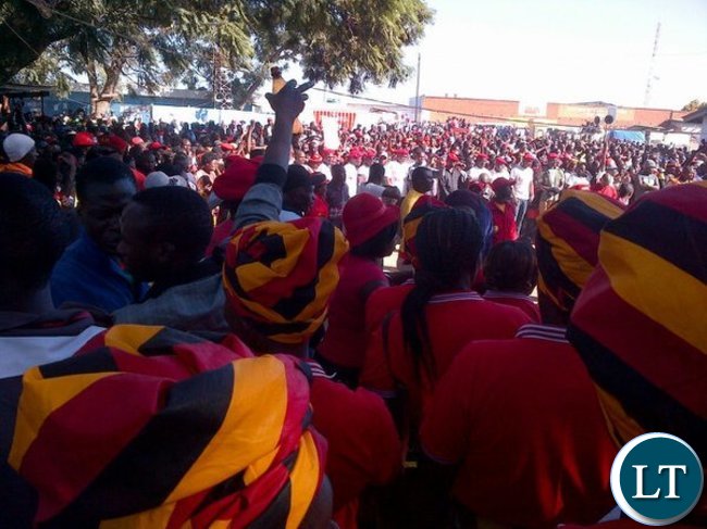 UPND cadres in Matero before police tear gased the meeting