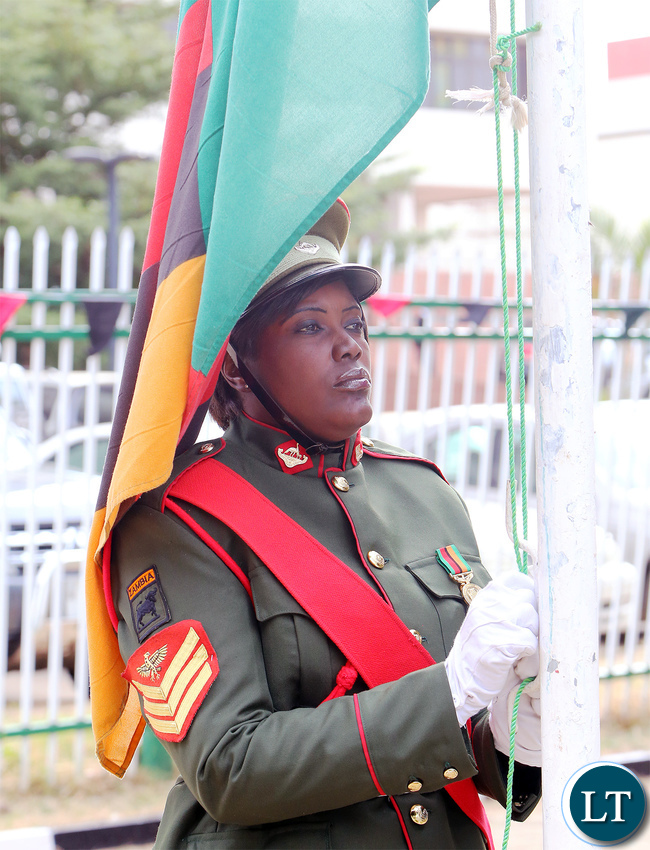 Zambia Soldier Flag hoisting Ceremony at Freedom Statue