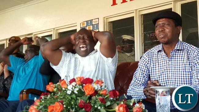 Copperbelt Minister Menye Musenga , Chishimba Kambwili watching a footbal match over the weekend Copperbelt Minister Menye Musenga , Chishimba Kambwili watching a football match over the weekend