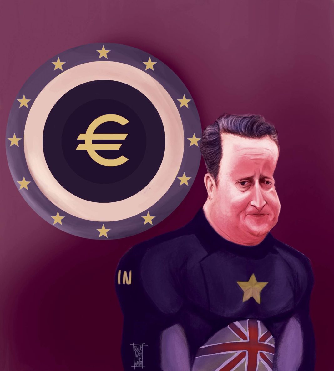Caricature of David Cameron : Captain David Cameron leaving the ship after UK drops the EU