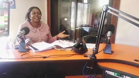Maureen Mwanawasa speaking inside Radio Phoenix studios