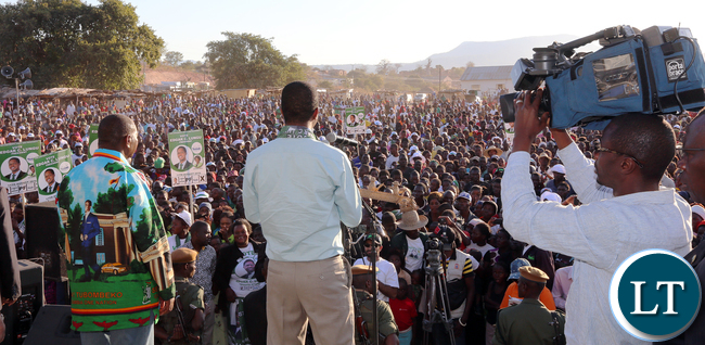 President Edgar Lungu adddress rally at Luangwa Market on Thursday - Picture by Eddie Mwanaleza/statehouse 23-06-2016.