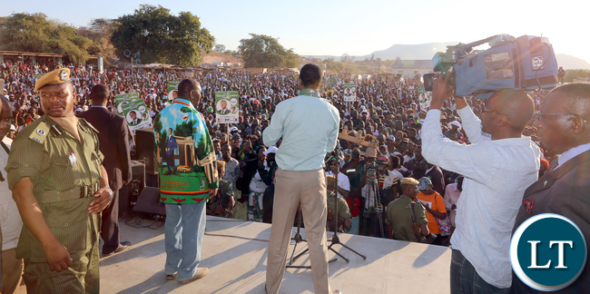 President Edgar Lungu adddress rally at Luangwa Market on Thursday - Picture by Eddie Mwanaleza/statehouse 23-06-2016.