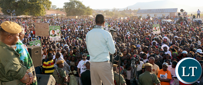 President Edgar Lungu adddress rally at Luangwa Market on Thursday - Picture by Eddie Mwanaleza/statehouse 23-06-2016.