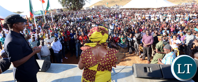 President Edgar Lungu with First Lady Esther Lungu address Rally at Namapundwe Mine Picture by Eddie Mwanaleza/State house.