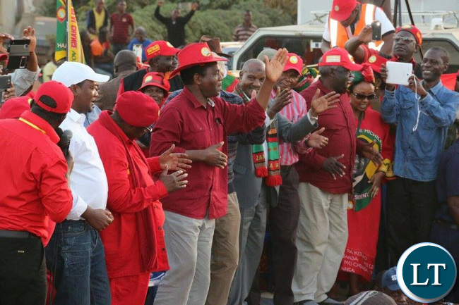 HH and fellow UPND members enjoying the rally