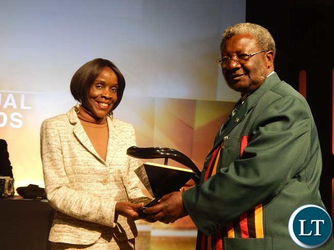 Zambia's Acting High Commissioner to South Africa Ms. Philomena Kachesa and National Sports Council of Zambia Chairman, Mwamba Kalenga at the African Union Sports Council Regional Annual Sports Awards presentation ceremony in Johannesburg, South Africa on 25th June, 2016.
