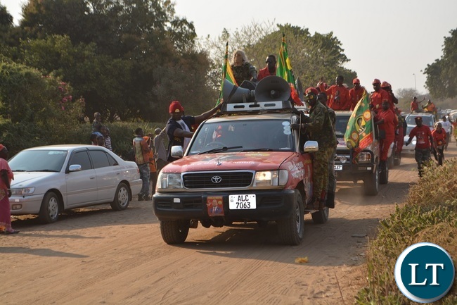 UPND President Hakainde Hichilema and UDF leader Miles Sampa addressing a rally at Villa Grounds in Livingstone
