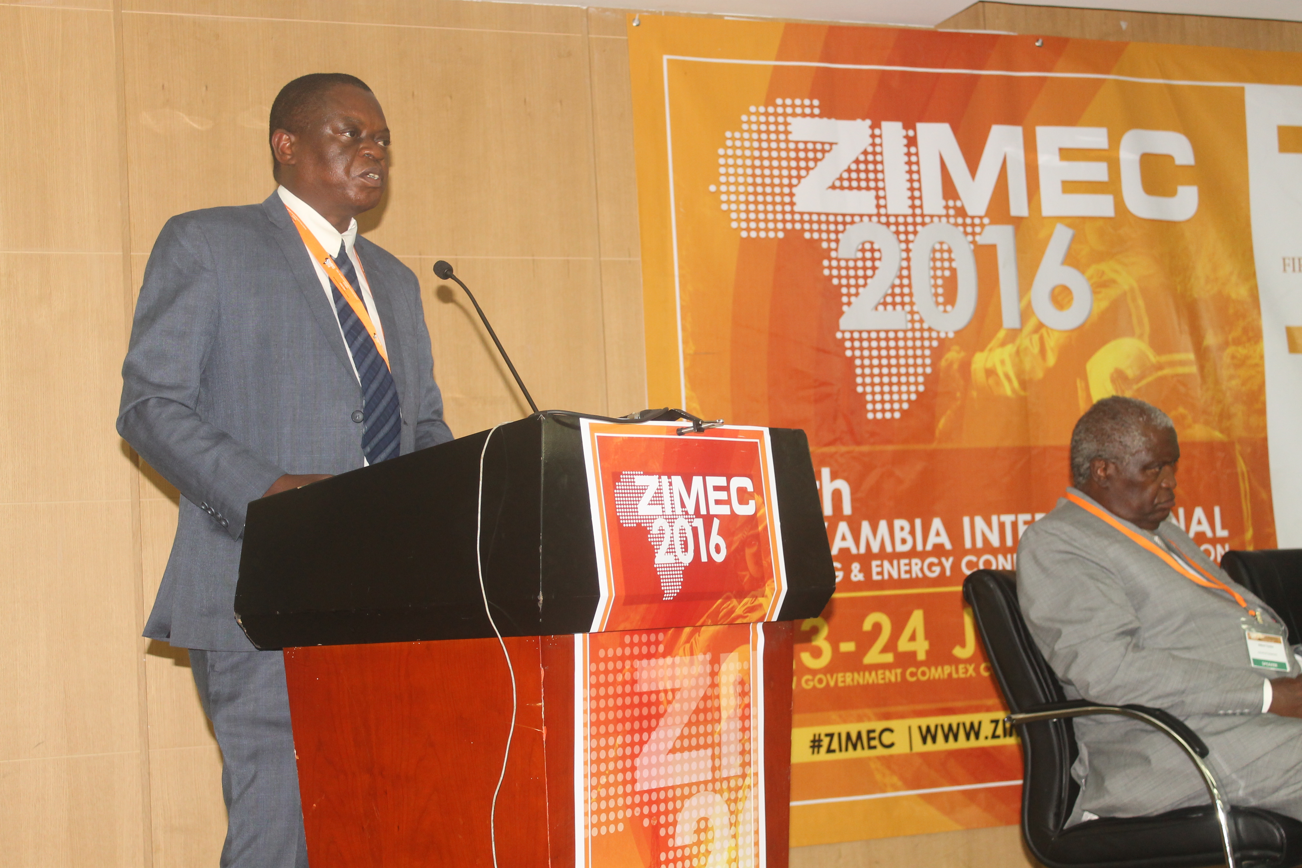 Director of Mines Mr Mooya Lumamba speaks -at -ZIMEC in Lusaka on 23 June. Picture By Hope Mkunte-