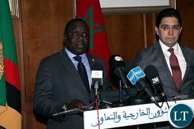 Foreign Affairs Minister Harry Kalaba speaking in Morroccoo