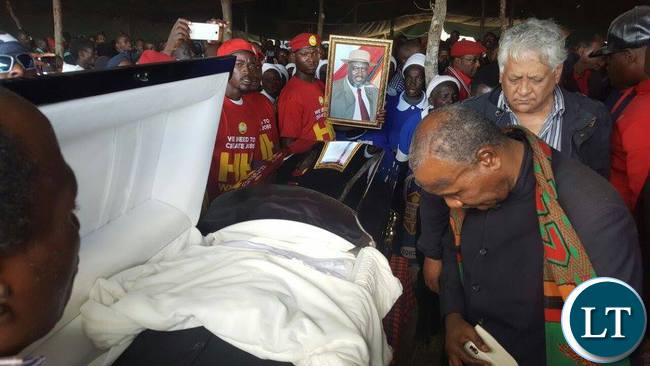 Former Vice President Lupando Mwape followed by Dipak Patel pay their last respects to late Mr Muntanga