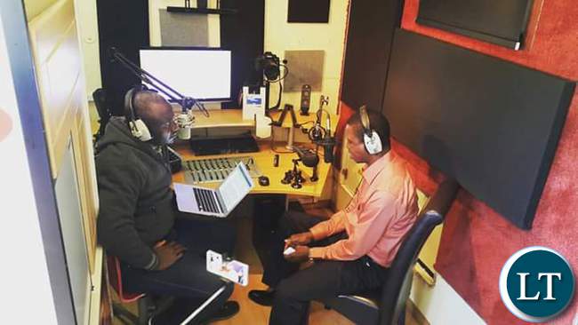 Inside the Hot FM Outside Broadcast Unit during an interview with President Lungu in Kawambwa