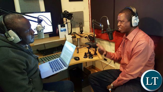 President Lungu stresses a point during an interview with Oscar Chavula of Hot FM