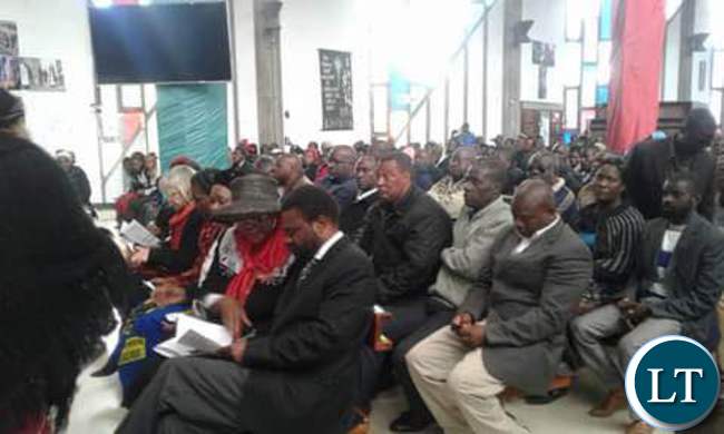 Some of the UPND leaders during the Church service for the late Mapenzi