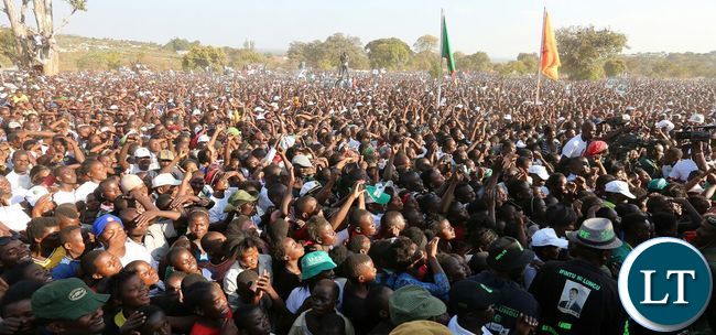 The crowd at gathered at the PF rally in Kasama