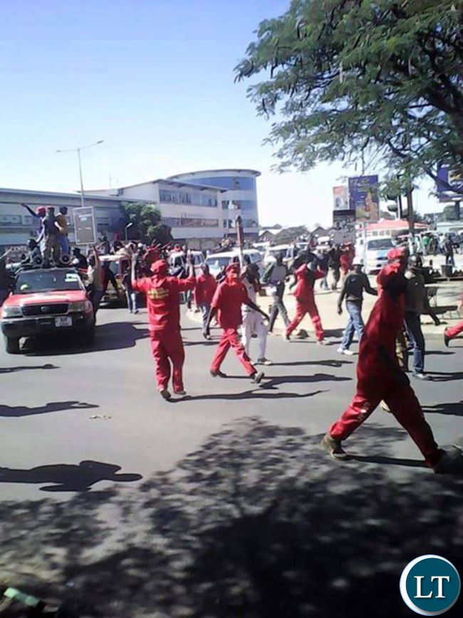 UPND cadres along Cairo road as they march to Chawama