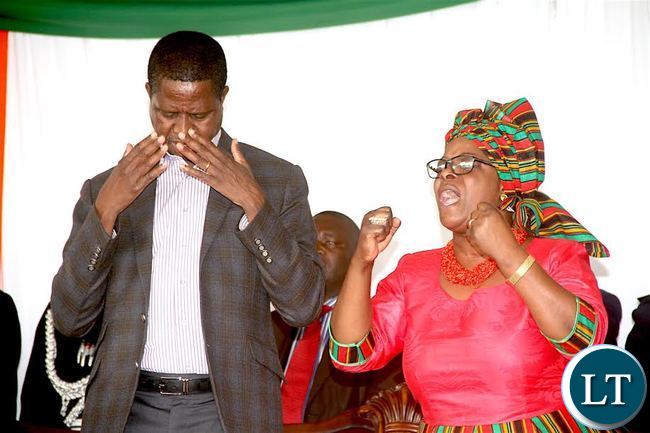 President Lungu and First Lady Esther Lungu during the National Day of prayers for Peaceful Elections at Lusaka's show grounds on Sunday, July 24,2016 -Picture by THOMAS NSAMA