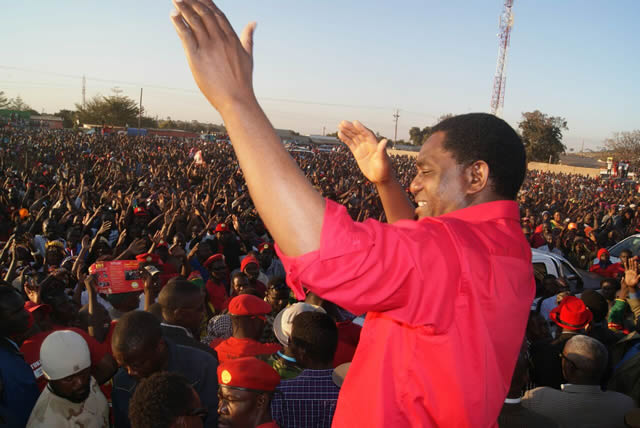 UPND leader Halainde Hichilema addresses Bauleni residents