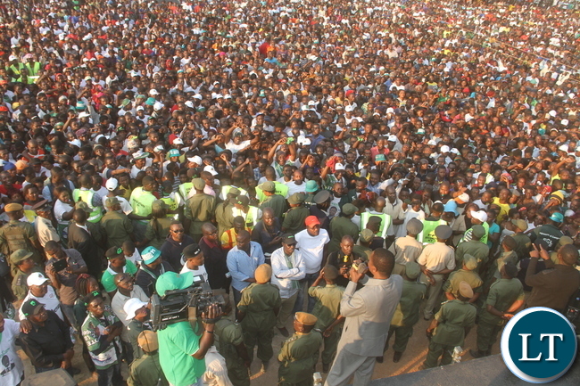 President Lungu addresses a rally in Luanshya on Monday, August 1,2016 -Pictures by THOMAS NSAMA