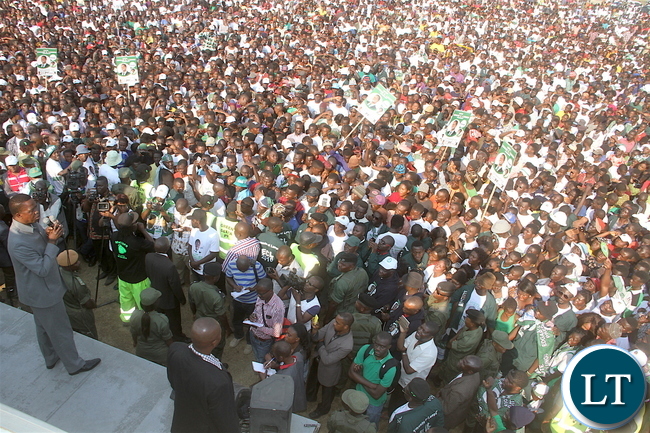 President Lungu addresses a rally in Luanshya on Monday, August 1,2016 -Pictures by THOMAS NSAMA