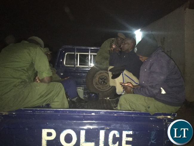 Police officers keeping vigil at Komboni Radio last night