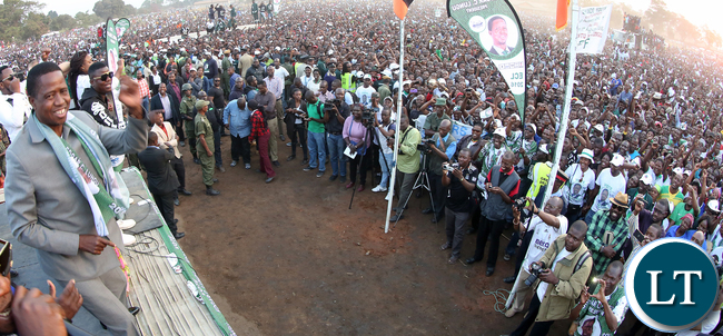 President Edgar Lungu address a rally at Mufulila -Picture by Eddie Mwanaleza/Statehouse 01-08-2016.