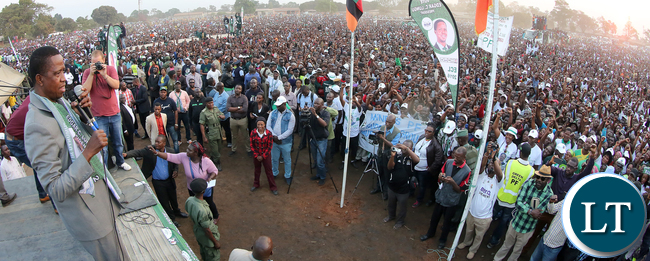 President Edgar Lungu address a rally at Mufulila -Picture by Eddie Mwanaleza/Statehouse 01-08-2016.