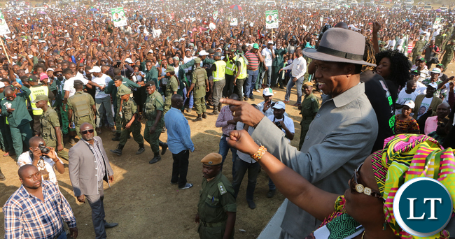 SONTAPO in Luashya .. President Lungu at arally in Luashya on Monday -01-08-2016..
