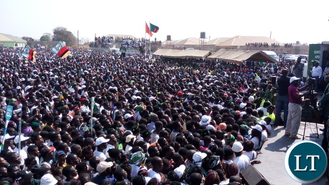President Edgar Lungs address rally at Kamba grounds in Ndola