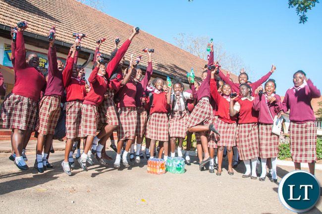 Kabulonga Girls' School students celebrating the a talk by SABMiller on the dangers of underage drinking. Kabulonga Girls' School students celebrating the a talk by SABMiller on the dangers of underage drinking.