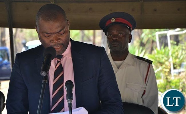 Copperbelt Minister Bowman Lusambo delivering his speech during the 55th commemoration of the death of Dag Hammarskjöld Copperbelt Minister Bowman Lusambo delivering his speech during the 55th commemoration of the death of Dag Hammarskjöld