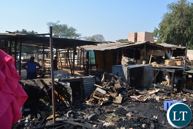 Part of the remains at the gutted Green market cooperative in Livingstone.