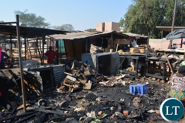 Part of the remains at the gutted Green market cooperative in Livingstone.