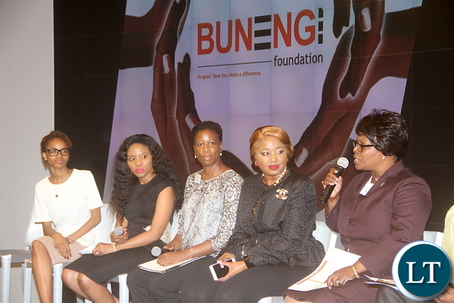 First Lady Esther Lungu speaks during the 4th Annual Global First Ladies and Business Leaders Summit in New York on Monday, September 19,2016 -Pictures by THOMAS NSAMA